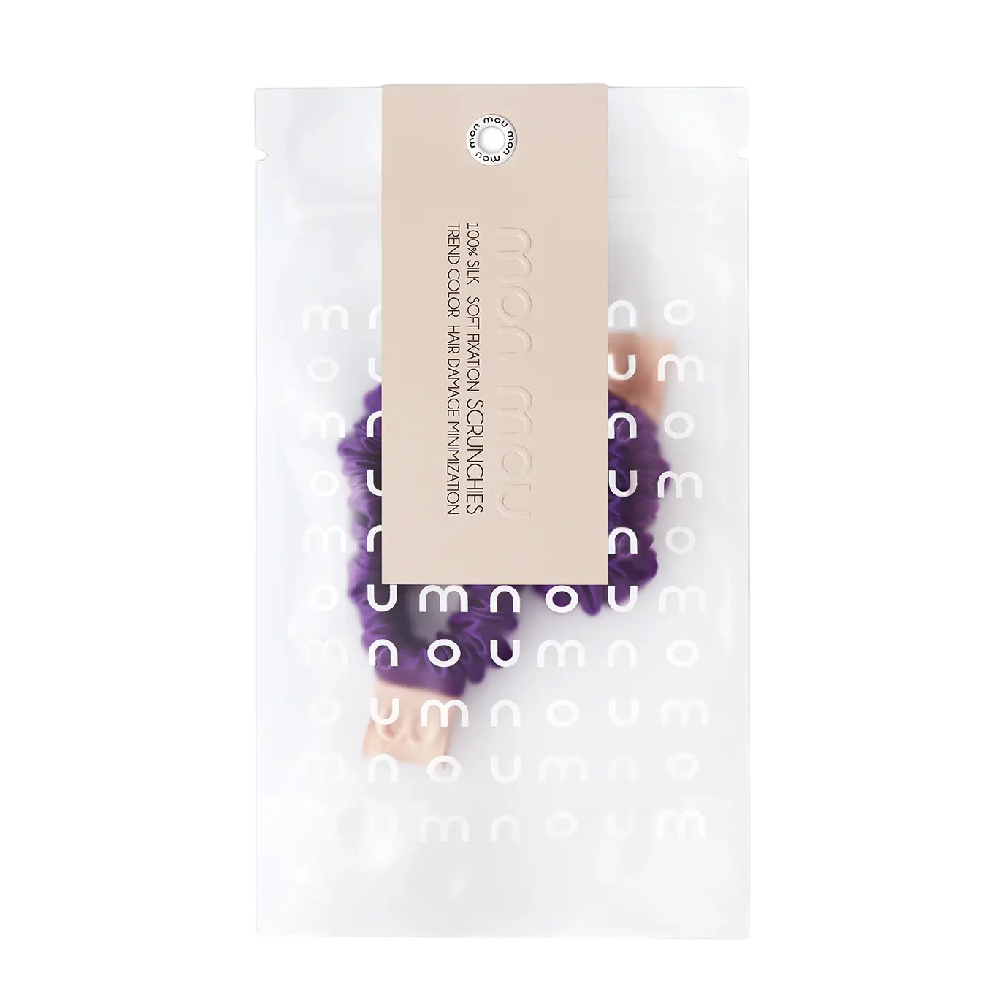 MON MOU Silk Mini Slim Scrunchie Set Purple 2шт - Набір тонких шовкових міні-резинок (фіолетовий) - фото №1